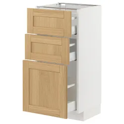 IKEA METOD / MAXIMERA(095.092.87) шафа для підлоги з 3 ящиками, білий/Дуб Форсбака