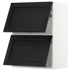 IKEA METOD (493.945.00) горизонтальна шафа 2 дверцята відкриваються сенсорні, білий/забарвлений лерхітановим чорним