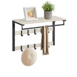 Настінна полиця з чорно-білими вішалками