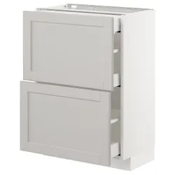 IKEA METOD / MAXIMERA(292.742.59) 2-дверний / 3-місний, білий / Lerhyttan світло-сірий