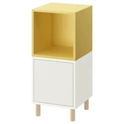 IKEA EKET(295.217.16) комбінація шаф з ніжками, білий блідо-жовтий/дерево