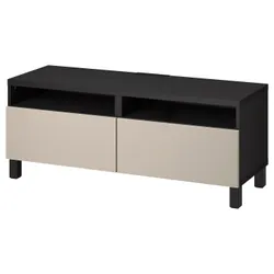 IKEA BESTÅ(994.200.16) Тумба під телевізор з ящиками, чорно-коричневий/Lappviken/Stubbarp світло-сірий/бежевий