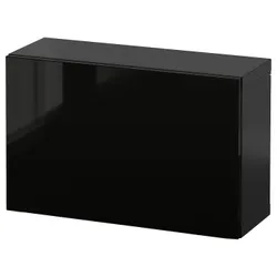 IKEA BESTÅ(294.292.75) комбінування навісних шаф, чорно-коричневий / Selsviken глянсовий / чорний