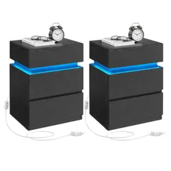 Набір із 2 столів під час ліжка зі світлодіодним освітленням