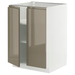 IKEA METOD(195.766.29) Шафа STJ/полиці/2 двері, білий/Voxtorp Gloss Dark -brown