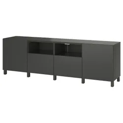 IKEA BESTÅ(195.078.86) Тумба під ТВ з дверцятами та ящиками, темно-сірий/Lappviken/Stubbarp темно-сірий