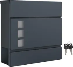 Сучасна поштова скринька SONGMICS з газетником, кришка, що замикається, проста в установці, сірий антрацит GMB052G01