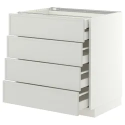 IKEA METOD / MAXIMERA(996.046.33) sz stj 4fr/2n/3śr sz, білий/Aspudden світло-сірий