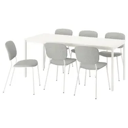 IKEA VIHALS / VIHALS(395.899.61) Стіл та 6 стільців, білий/білий бежевий