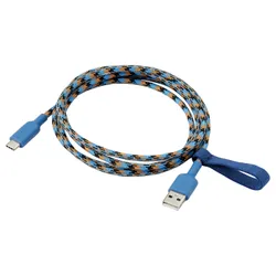 IKEA LILLHULT(206.176.95) USB-A на USB-C, синій/помаранчевий