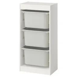 IKEA TROFAST(495.752.04) Полиця з контейнерами, білий/сірий