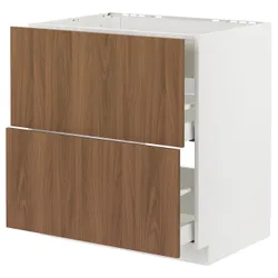 IKEA METOD / MAXIMERA(795.199.33) шафа для варильної панелі/витяжки з висувним ящиком, білий/Тісторп імітація коричневого горіха
