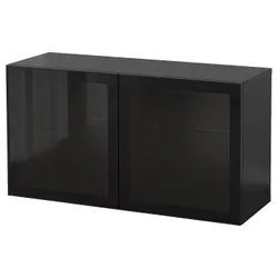 IKEA BESTÅ(294.407.96) комбінування навісних шаф, чорно-коричневий Glassvik / чорне прозоре скло