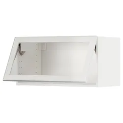 IKEA METOD(294.905.88) навісна шафа, підвісна, дверцята, скло, кнопка відкриття, білий/Хейста біле прозоре скло