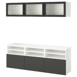 IKEA BESTÅ(095.751.78) Комбінація телевізора та скляних дверей, білий Lappviken/Felsvik антрацит