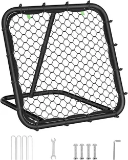 Дитячі футбольні ворота SONGMICS Rebounder Портативний сталевий каркас Футбольні ворота з регульованим кутом швидкого складання