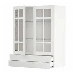 IKEA METOD / MAXIMERA(794.676.32) ш ш 2 скляні дверцята / 2 ящики, білий/Stensund білий