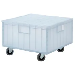 IKEA PANSARTAX(194.893.78) ящик на колесах з кришкою, прозорий сіро-блакитний