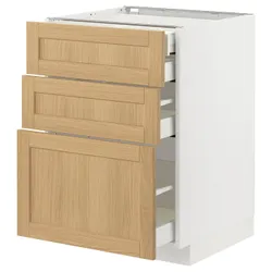 IKEA METOD / MAXIMERA(595.091.19) Шафа з 3 фасадами/2 низьким/середнім/високим ящиком, білий/Дуб Форсбака