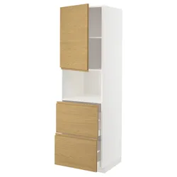 IKEA METOD / MAXIMERA(295.386.94) висока шафа для мікрохвильової печі з дверцятами та 2 ящиками, білий/імітація Voxtorpа дуб