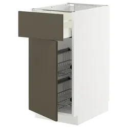 IKEA METOD / MAXIMERA(695.584.92) підлогова шафа/дверний кошик/ящик/двері, білий/Хавсторп коричнево-бежевий