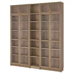 IKEA BILLY / OXBERG(595.819.02) полиця зі скляними дверцятами/подовжувач, імітація дуб