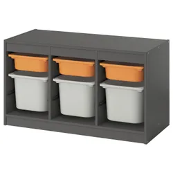 IKEA TROFAST(995.749.47) Полиця з контейнерами, сірий світло -помаранчевий/сірий