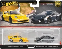 Культурні автомобілі преміум-класу HOT WHEELS, комплект із 2 моделей Porsche 993 GT2/Porsche 718 Cayman HRR82