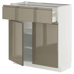 IKEA METOD / MAXIMERA(995.764.61) Shast stj szuf/2 drz, білий/Voxtorp Gloss Dark -brown