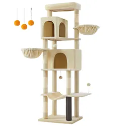 Багаторівневе котяче дерево для бежевої кішки 190,7 см