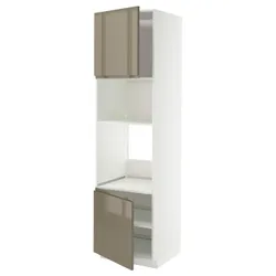 IKEA METOD(195.771.53) SZA St Pie/Mikr 2DR/HALT, білий/Voxtorp Gloss Dark -brown