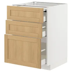 IKEA METOD / MAXIMERA(595.092.99) шафа з висувною стільницею/3 ящики, білий/Дуб Форсбака