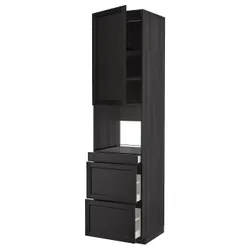 IKEA METOD / MAXIMERA(394.578.85) відділення для мікрокомбінованих дверей / 3 двер, чорний/Lerhyttan чорний тонований