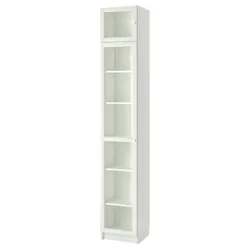 IKEA BILLY / OXBERG(593.988.52) книжкова шафа з надбудовою/дверцями, білий / скло