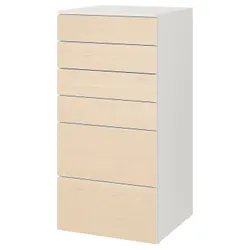 IKEA SMÅSTAD / PLATSA(493.877.31) комод, 6 ящиків, біла / береза