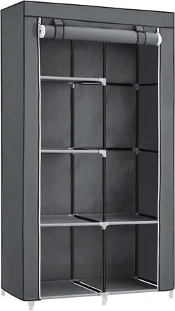 Songmics Clothes шафа, тканинна шафа, 6 полиць, різні варіанти установки, 88 х 45 х 168 см, для спальні, гардеробної, сірий RYG84G