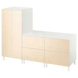 IKEA SMÅSTAD / PLATSA (494.850.29) гардероб, береза біла / з 2 комодами