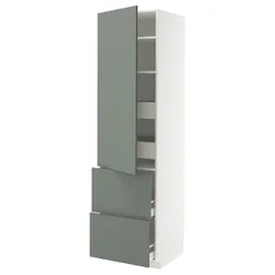 IKEA METOD / MAXIMERA(095.661.26) висока шафа з полицею/4 ящики/двері/2 фасади, білий/Nickebo матовий сіро-зелений