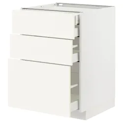 IKEA METOD / MAXIMERA(795.071.62) Шафа з підлогою з 3 фасадами/2 низьким/середнім/високим ящиком, білий/Vallstena білий