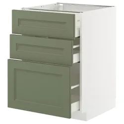 IKEA METOD / MAXIMERA(195.175.50) Шафа, що стоїть з 3 ящиками, Biały/axstad gria -green