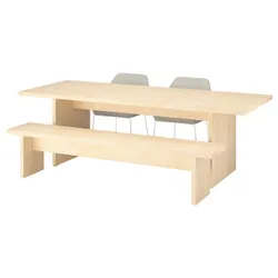 IKEA BERGSHYTTAN / TOSSBERG(396.084.03) Стіл з 2 стільцями та лавкою, Ефект фарбування Okl Brzoz/Gunnared Beige White