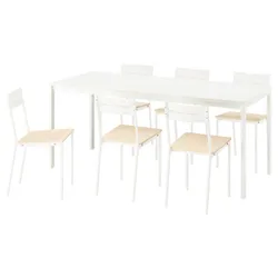 IKEA VIHALS / BUSLÄTT(895.905.04) Стіл та 6 стільців, біла/біла сосна