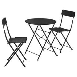 IKEA SUNDSÖ(195.730.27) стіл і 2 розкладні стільці, зовнішній антрацит/антрацит