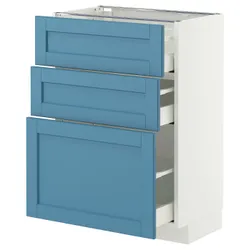 IKEA METOD / MAXIMERA(896.011.59) Шафа, що стоїть з 3 ящиками, Biały/Lerhyttan Blue