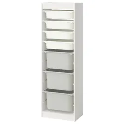 IKEA TROFAST(895.754.57) Полиця з контейнерами, Білий/сірий