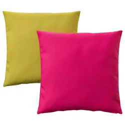 IKEA HJÄRTERÖ(296.157.48) подушка, 2 шт., жовто-зелений яскраво-рожевий/зовнішній/кімнатний