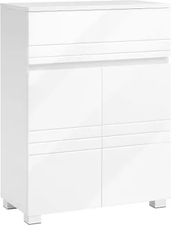 VASAGLE BBK140W01 Тумба для ванної кімнати з ящиком, 2 двері, регульована полиця для передпокою, 60 x 30 x 80 см, білий