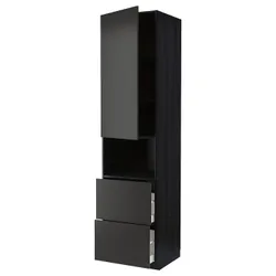 IKEA METOD / MAXIMERA(294.984.38) висока шафа для мікрохвильової печі з дверцятами та 2 ящиками, чорний/Nickebo матовий антрацит