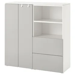 IKEA SMÅSTAD / PLATSA(694.288.96) стійка, білий / сірий