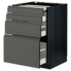 IKEA METOD / MAXIMERA(394.339.55) шафа з висувною стільницею / 3 шухляди, чорний / Voxtorp темно-сірий